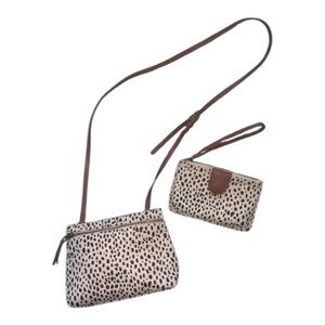 Tan & Black Dalmatian Shoulder Bag and Clutch Wallet Set of 2